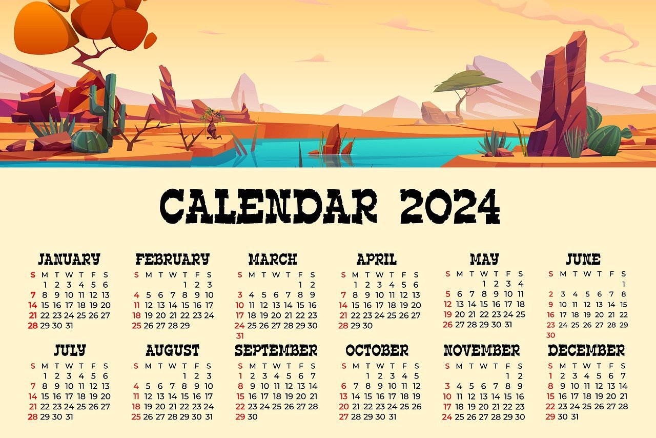 Download Calendar 2024 Wallpaper Royalty Free Stock Illustration Image