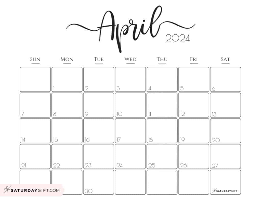 April 2024 Calendar Cute & FREE Printables