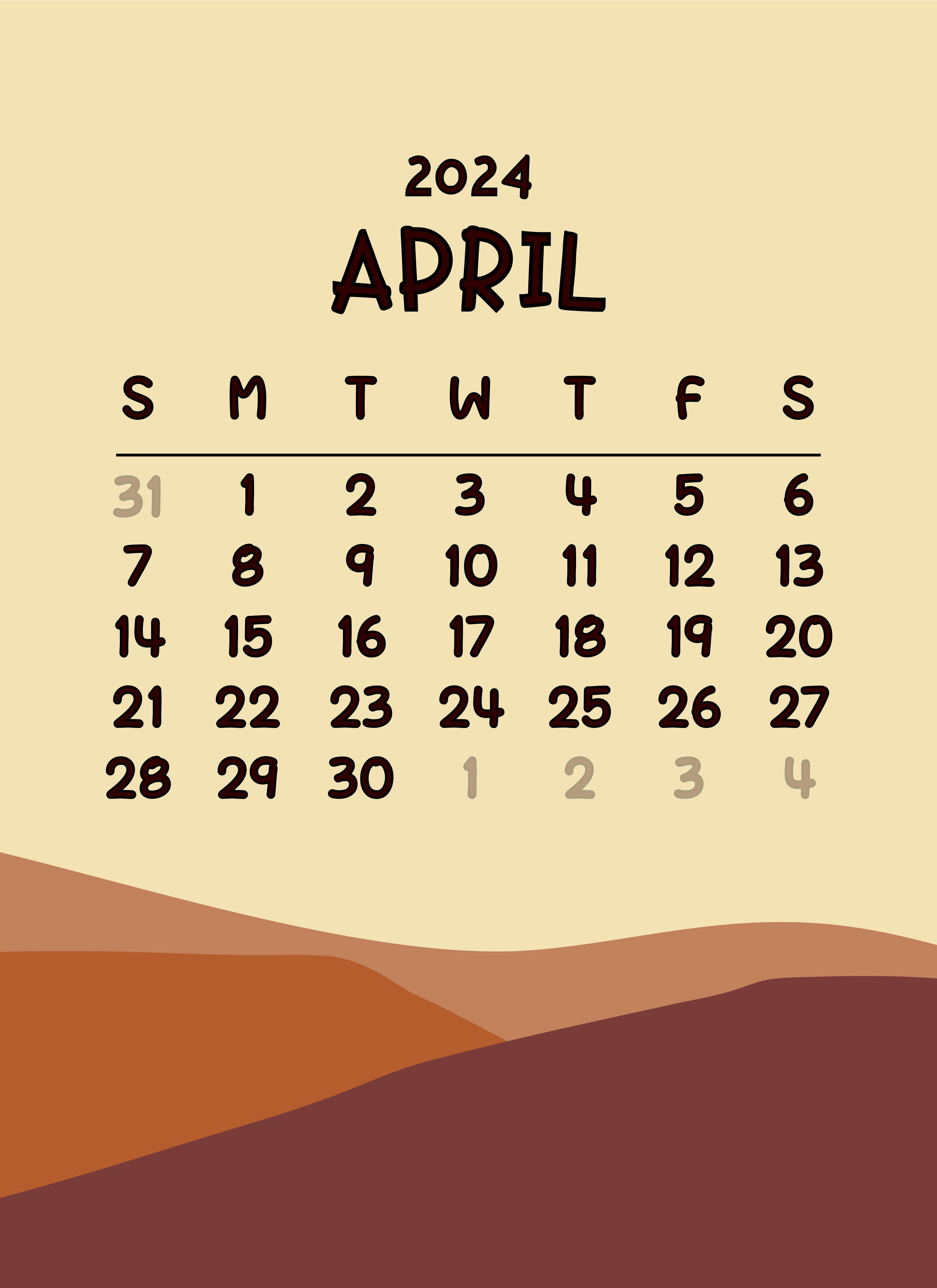 Monthly Calendar April Calendar April Calendar digital Calendar. Digital calendar, Calendar, July calendar