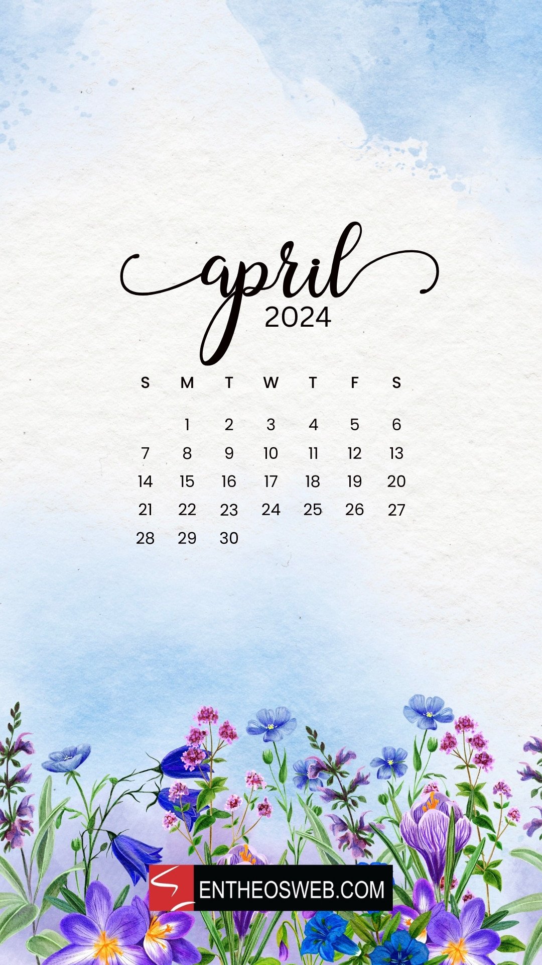 April 2024 Calendar Phone Wallpaper