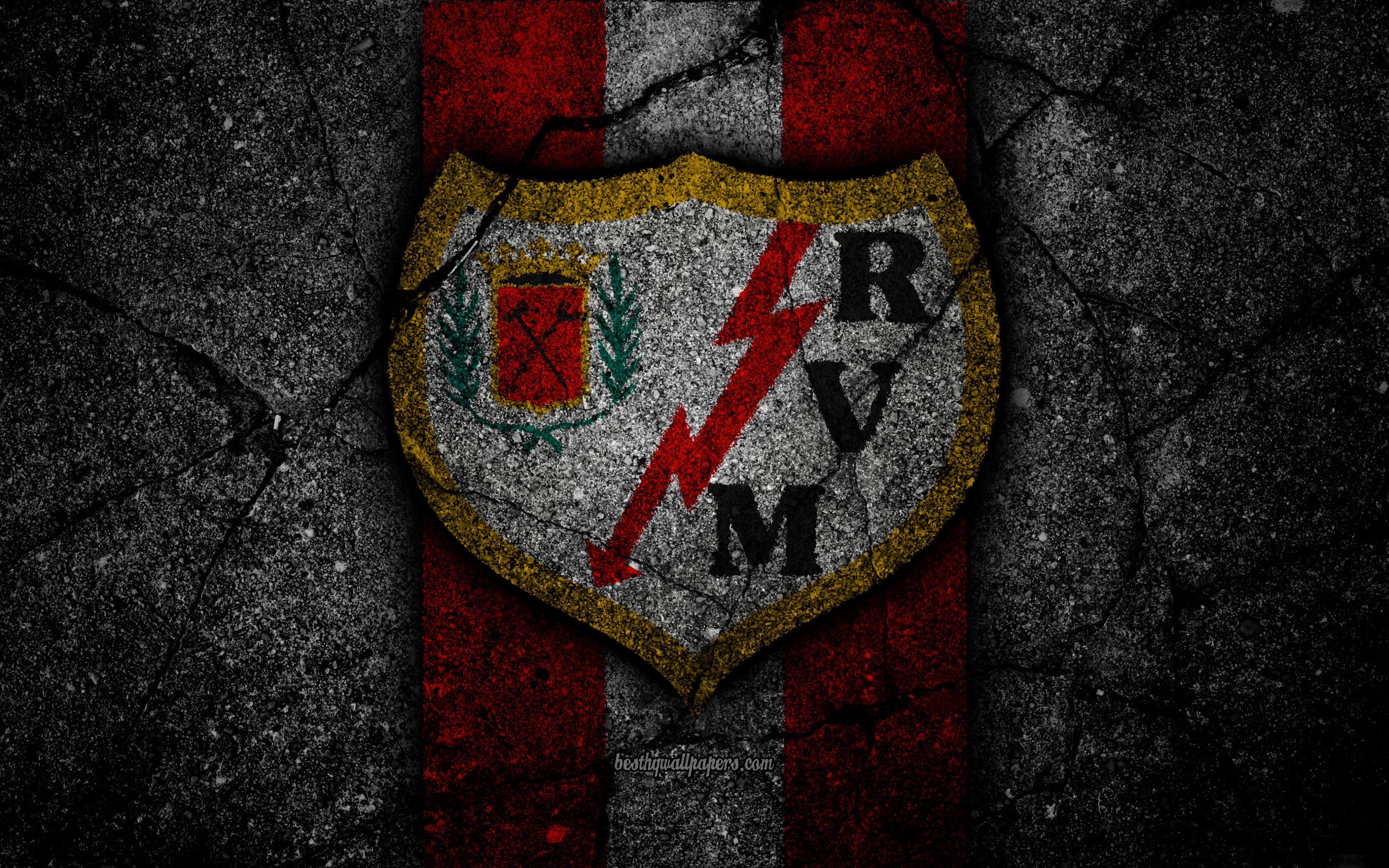 Download wallpaper 4k, FC Rayo Vallecano, logo, Segunda Division