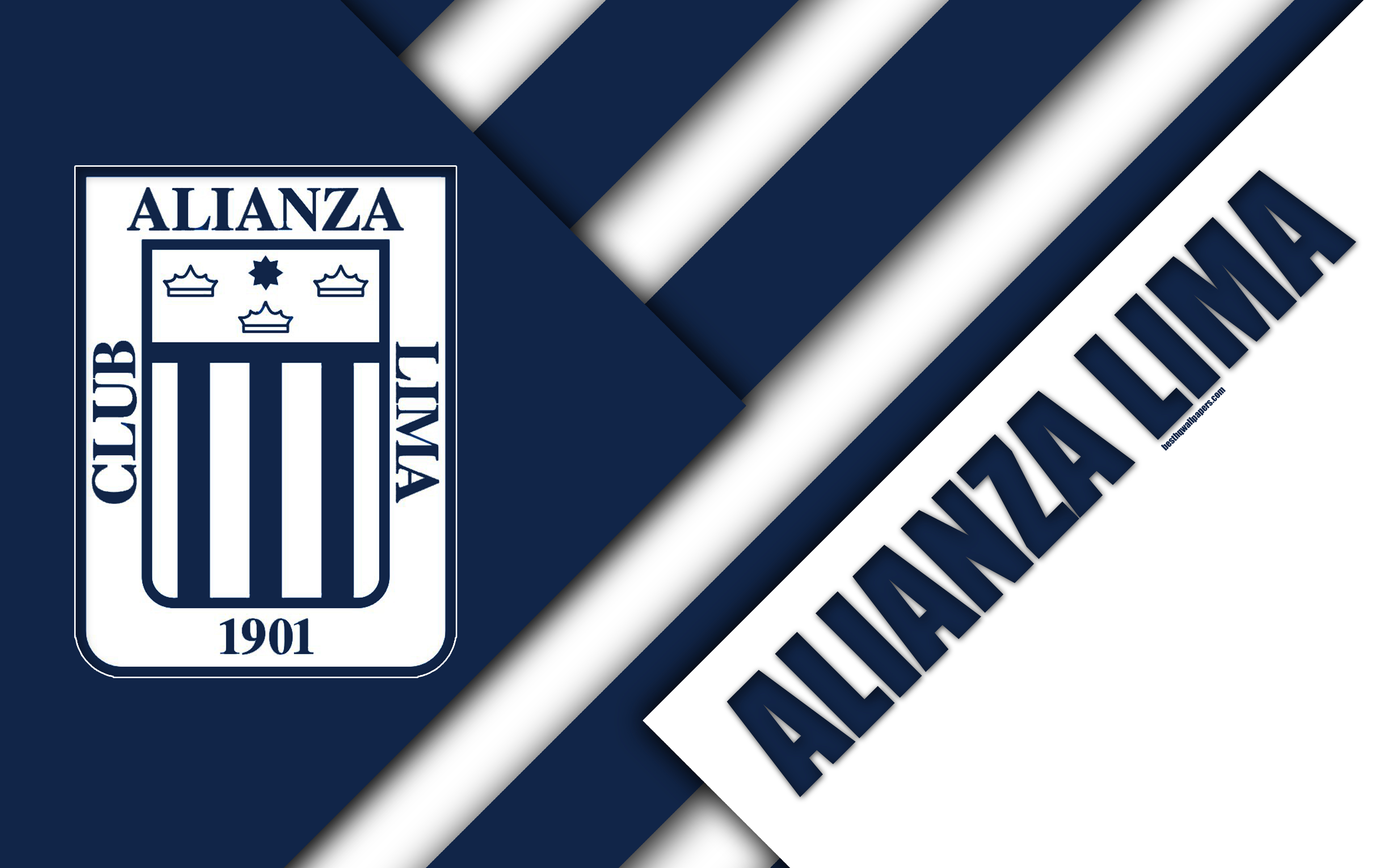 Download wallpaper Club Alianza Lima, 4k, logo, white blue